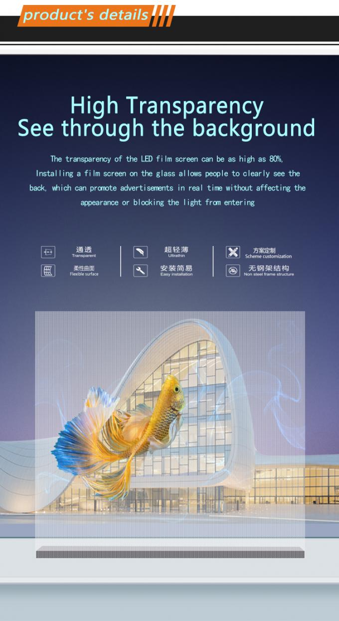 P20 P30 P40 LED Filmbildschirm Riesenglas Vorhang Wand Werbebildschirm 0