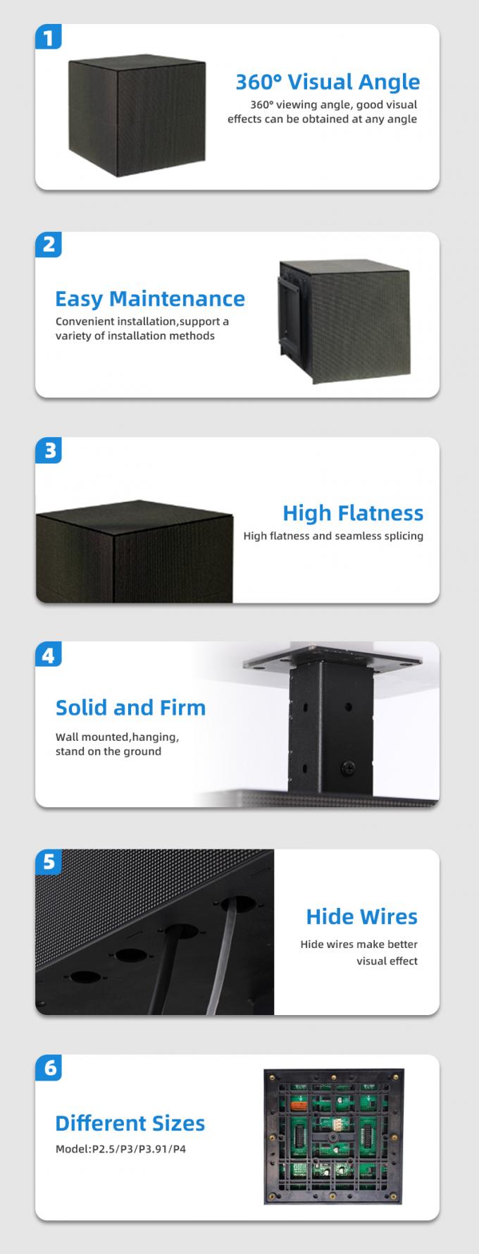 Cube LED Display P2.5 P3 P4mm Individualisierte Werbung für Einzelhandelsgeschäfte Cube LED-Bildschirm 6