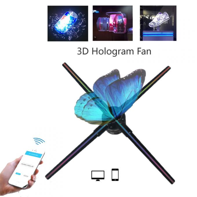 3D-LED-Ventilator Split 65cm WLAN-Licht Außenwerbe-Maschine Holographischer Display-Projektor rotierender Hologrammventilator 0