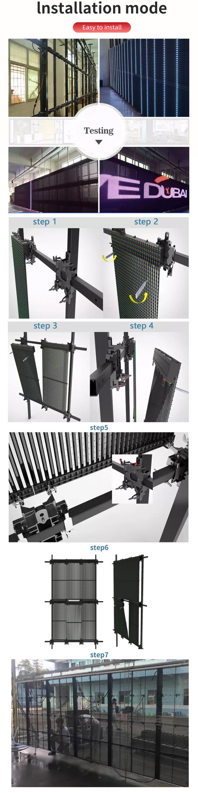 Transparente LED-Bildschirm Anzeige Klares Glas Fenster LED Transparente Videowand Flexibles Panel Hohe HelligkeitLED-Bildschirm 4