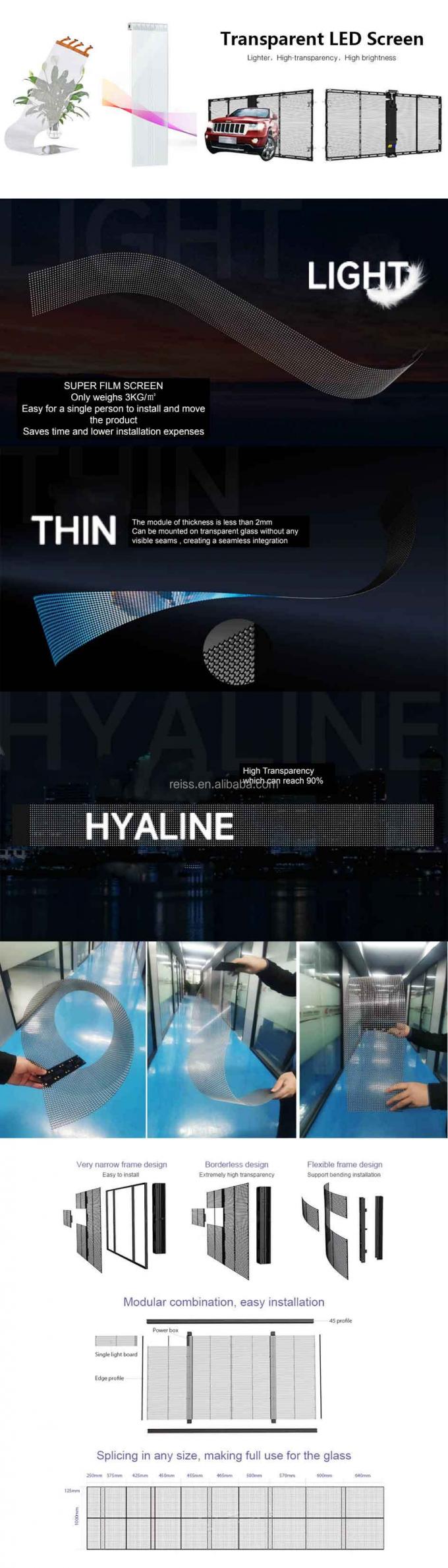 Glas-LED-Bildschirm P3.91-7.81 HD Transparent Werbung transparenter LED-Bildschirm 2