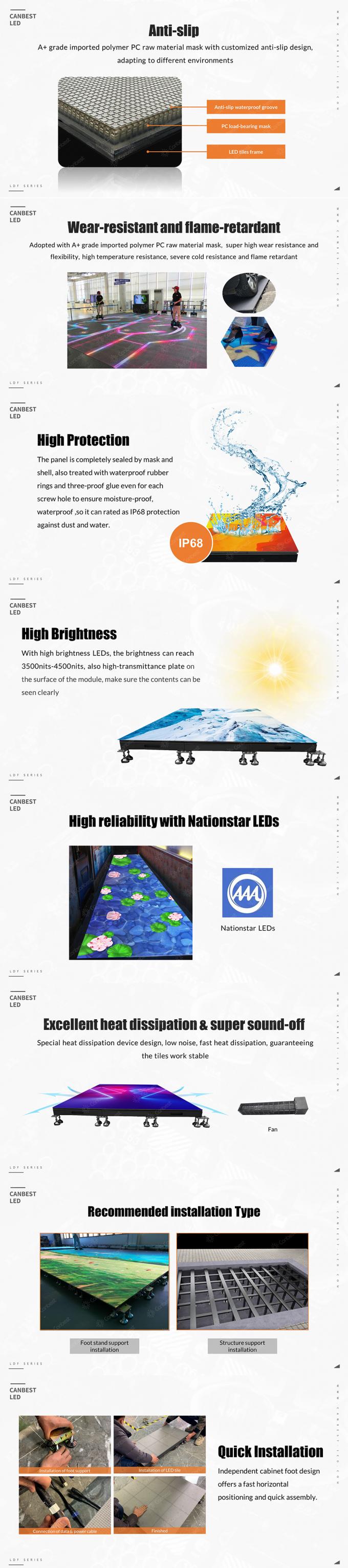 Boden-LED-Display IP65 wasserdichtes Design Boden-LED-Display Schwerlast-Stand-LED-Display Indoor-Outdoor-Tanzboden-LED-Display 9