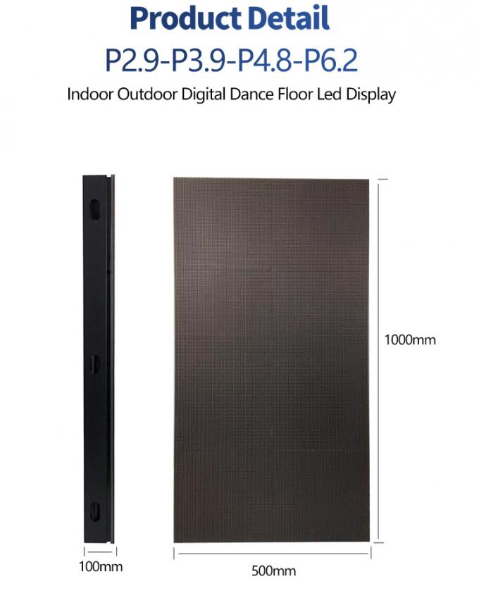 LED-Tanzfläche Display Miet-Fliesen-Panel 500*1000 High Refresh LED-Bühne Hochzeits-Bildschirm Wand P2.9 Interaktives LED-Display 3