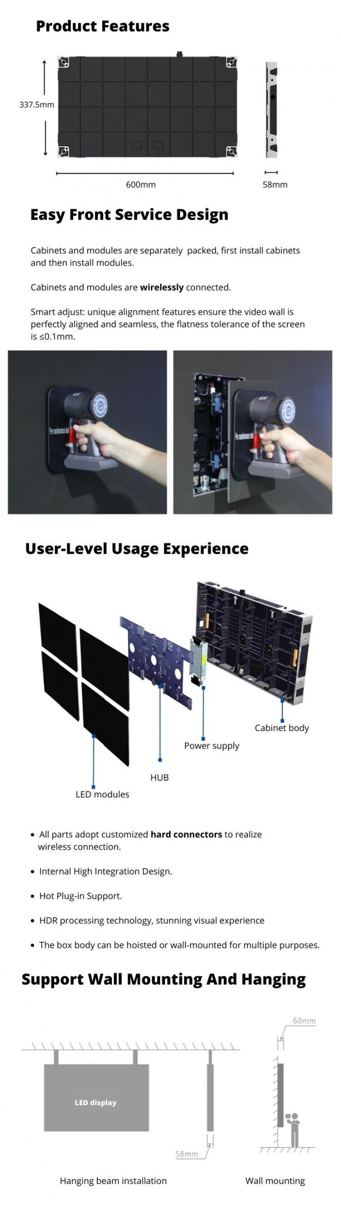 Wasserdicht COB Innenraum Kleines Pixel Pitch P0.6 P0.7 P0.9 P1.25 Mikro dünne Kirche Led Video Wandbildschirm 6