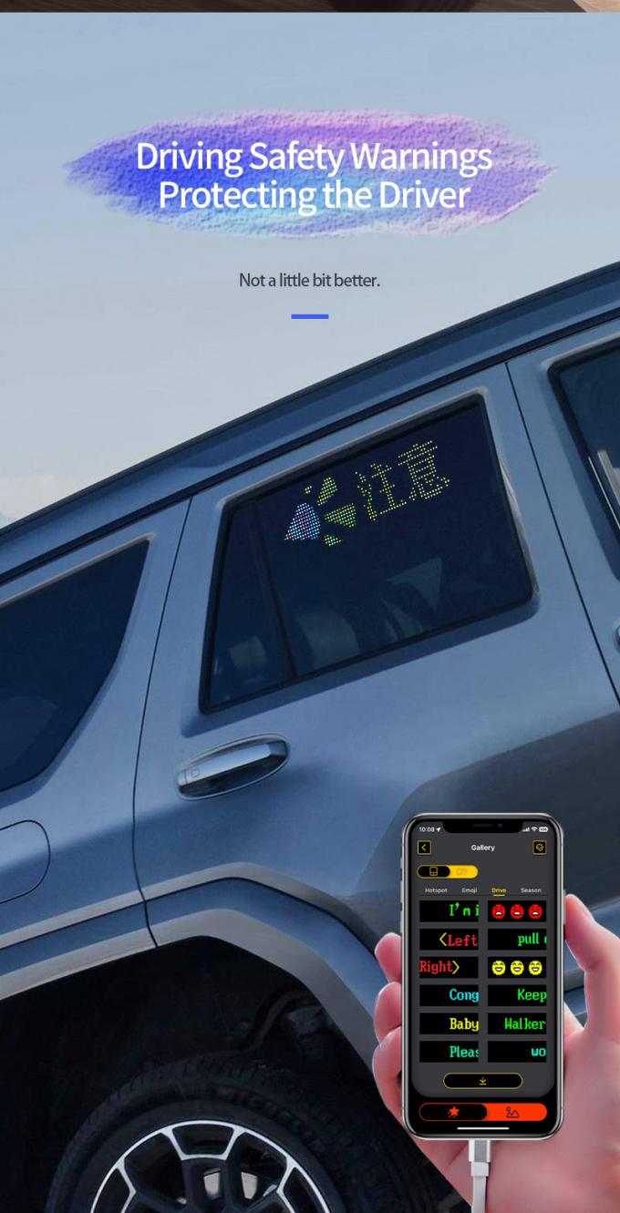 Fahrzeug-LED-Schildschirm 16*64 Programmierbar USB 5V RGB Muster Animation Text DIY Scrolling Panel Fernbedienung Werbung LED-Bildschirm 4